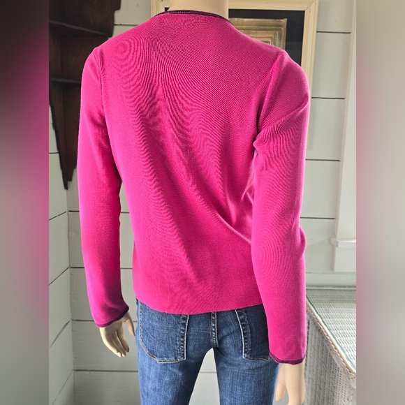 Emma James Pink Attached Cardigan Bow Tie Sweater Top Women's Petite Small - Picture 4 of 8
